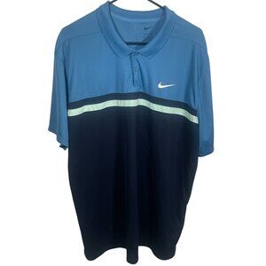 Nike Victory Colorblock Polo Mens 2XL Dri-Fit Activewear Logo Short Sleeve Blue